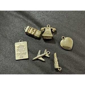 Vintage Charm LOT Travel - Passport - Airplane - Heart - Car - Lipstick - Phone